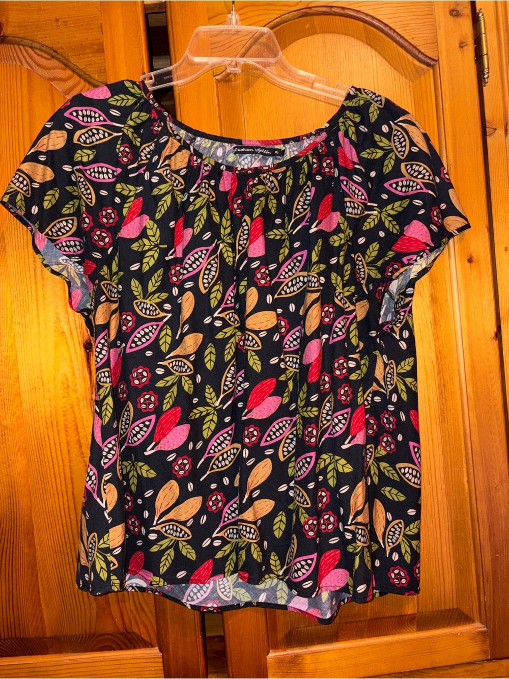 Gudrun Sjoden Organic Cotton Bias Cut Flutter Sleeve Floral Top